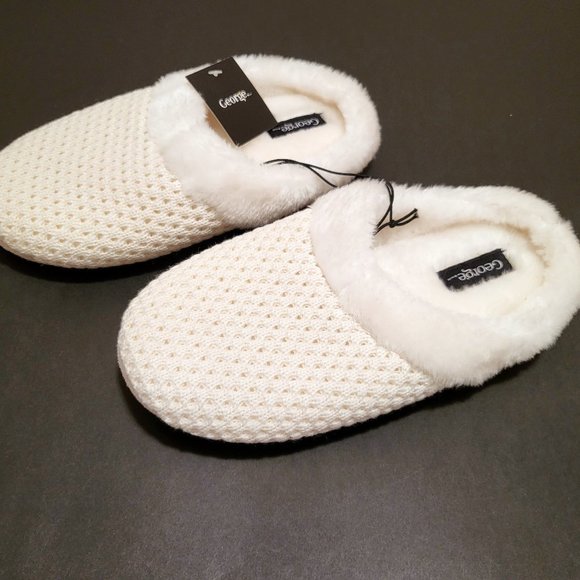 NEW George Ladies Slippers, Off-White, 9/10, L - Picture 3 of 11
